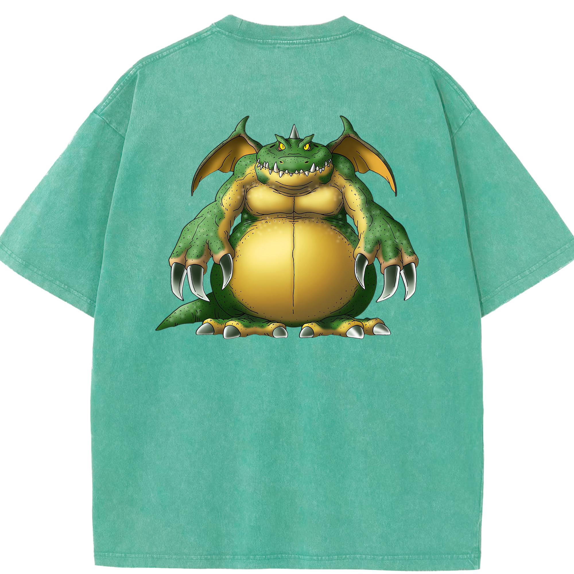 （画像用） ドラゴンクエスト Doragon Kuesuto Dragon Quest 綿100% ヴィンテージ風 半袖Tシャツ（背面プリント）